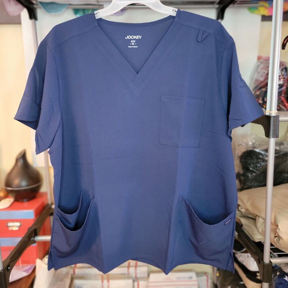 Jockey Scrub Top Unisex SS Navy - Size XL NWT